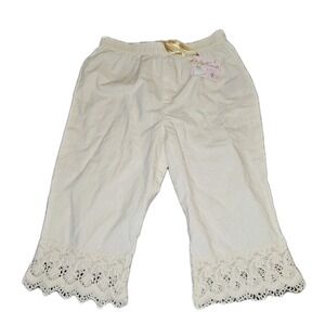 April Cornell Ivory Crochet Hem Pantaloons Pants Girls Size 2 Boho New With Tags